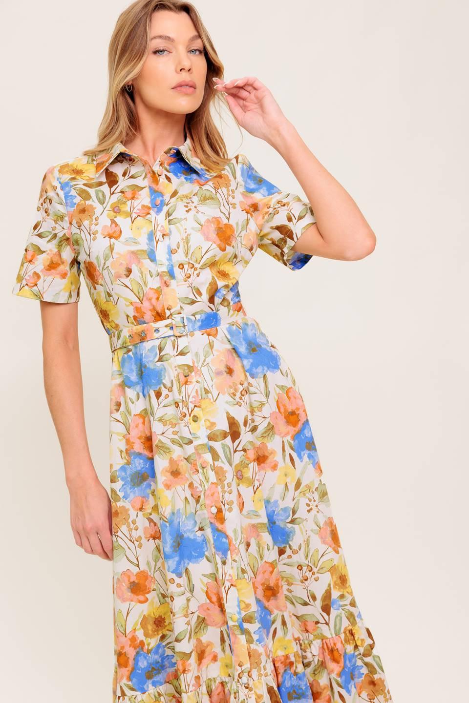 Hazel Dream Ivory Woven Midi Dress