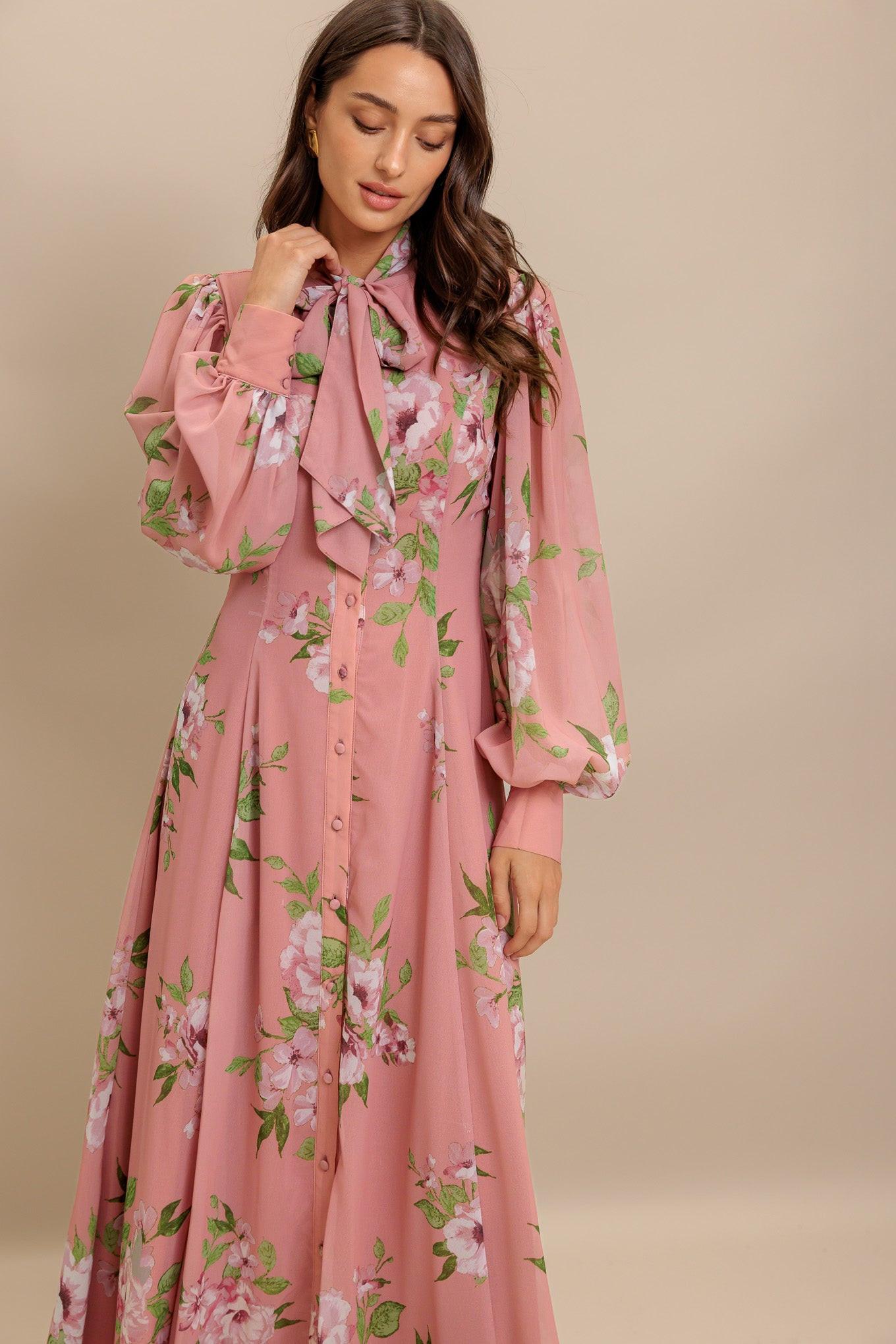 Blush Botanica Woven Midi Dress
