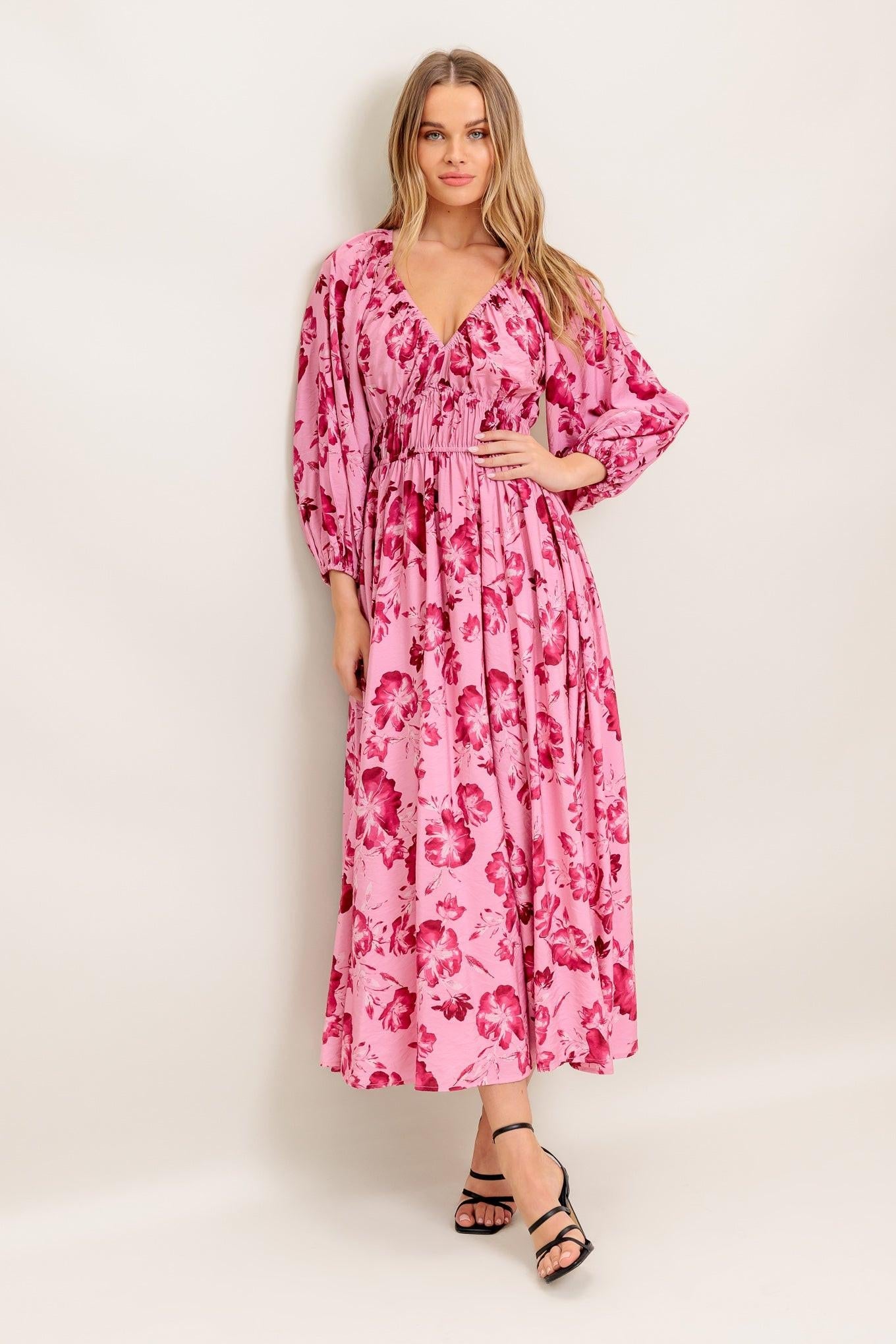 Honey Bun Mouve Woven Midi Dress