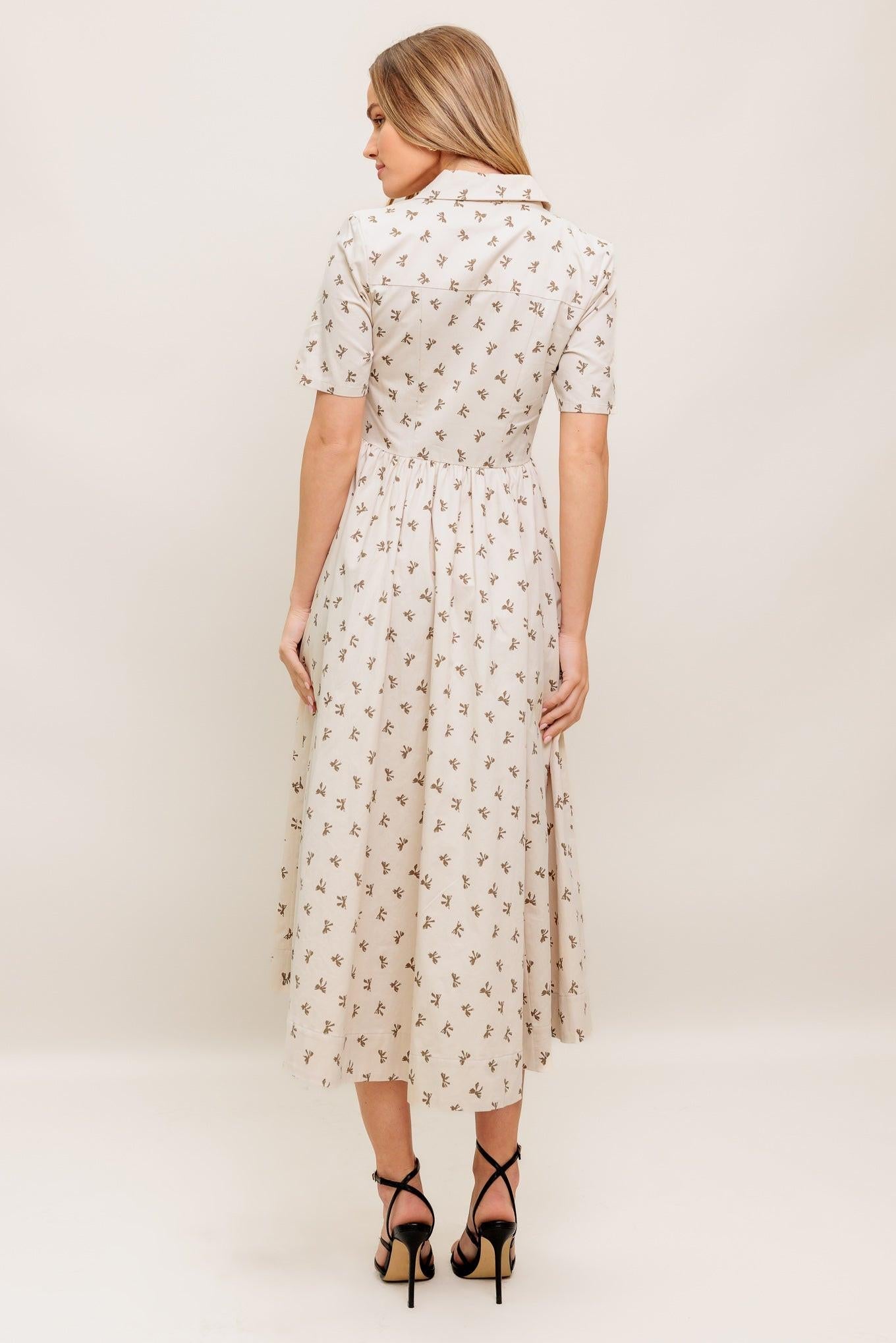 Candy Kiss Beige Woven Midi Dress