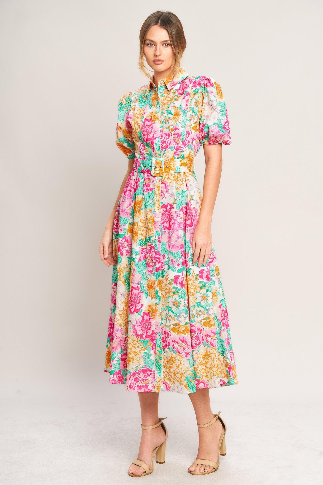 Blooming Garden Woven Midi Dress