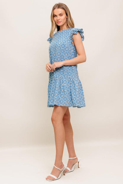 Cupcake Smile Woven Eyelet Babydoll Dress