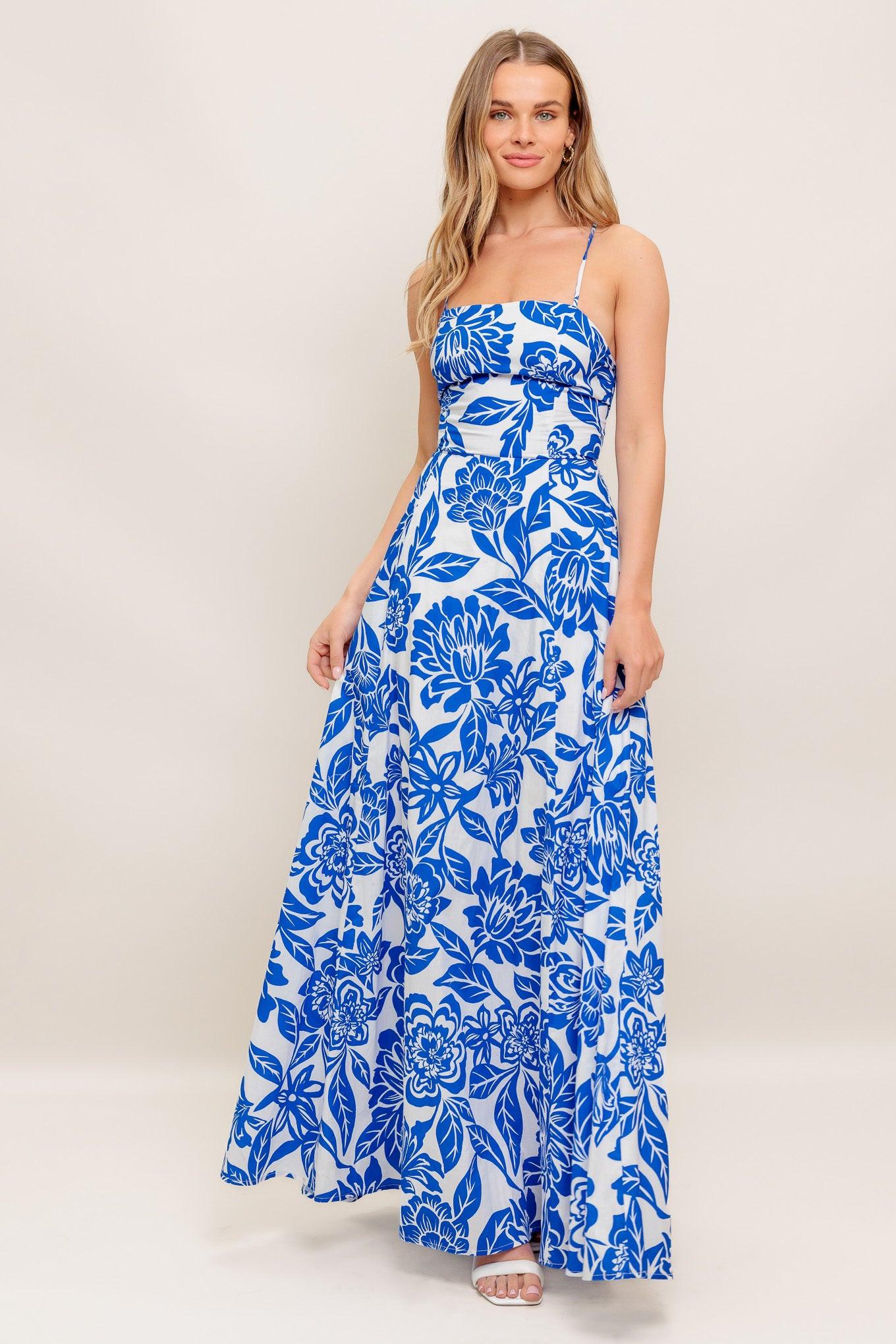 Seaside Bloom Woven Ankle Dress