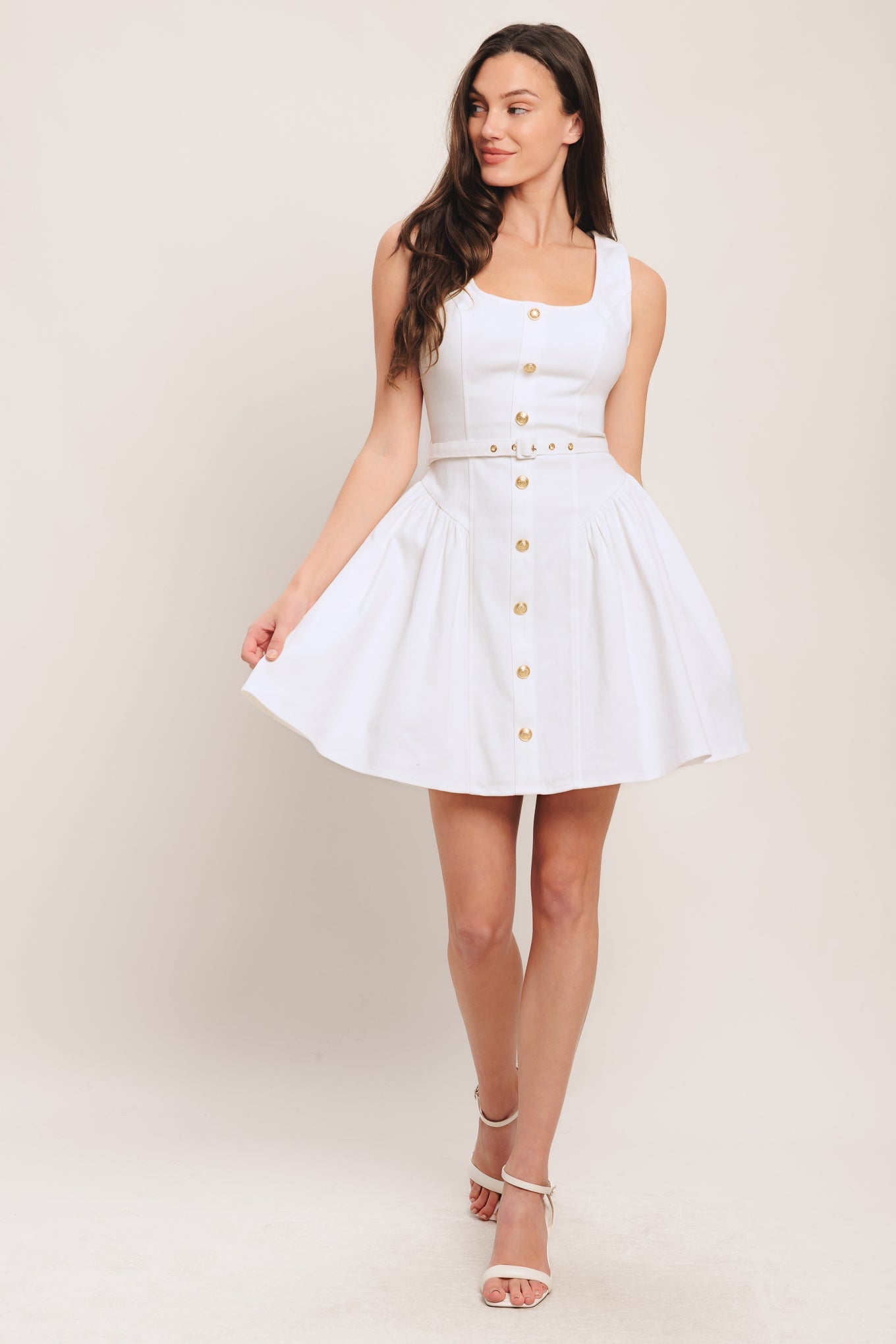 Golden Milk Woven Mini Dress