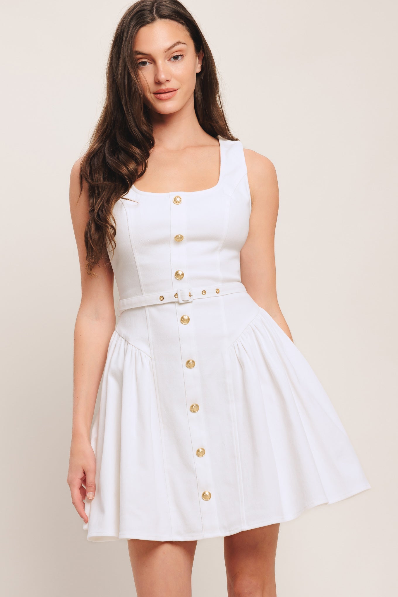 Golden Milk Woven Mini Dress