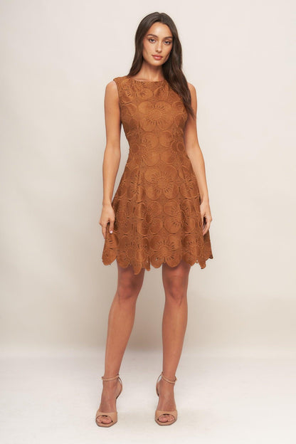 Autumn Bloom Woven Lace Mini Dress