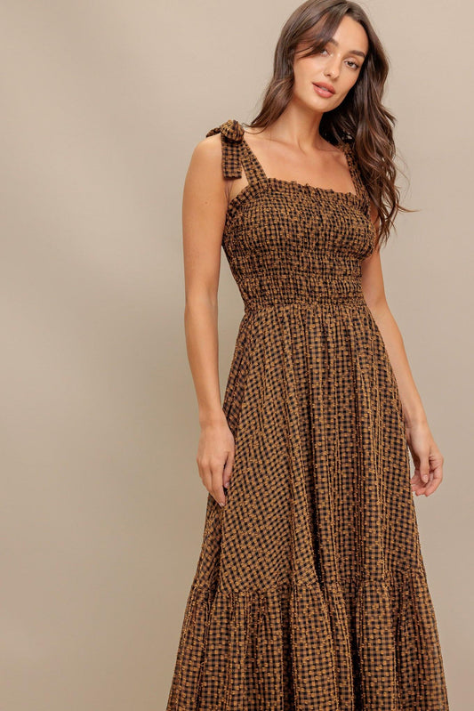 Checked Daydream Woven Midi Dress