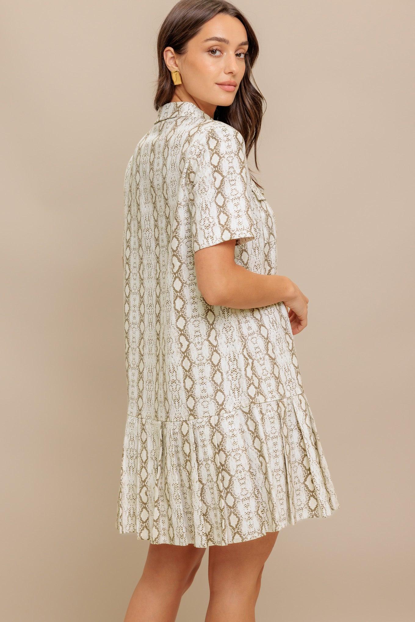 Chic Python Woven Mini Dress