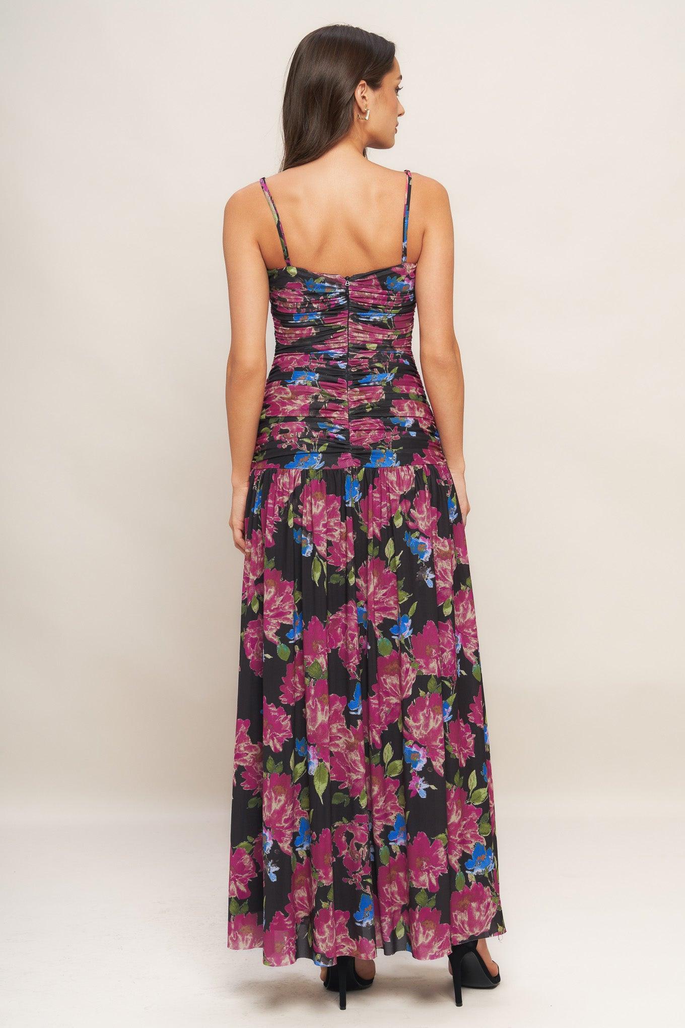 Night Florist Power Mesh Maxi Dress