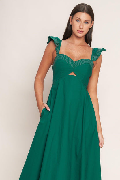 Tuscan Sunset Green Woven Midi Dress