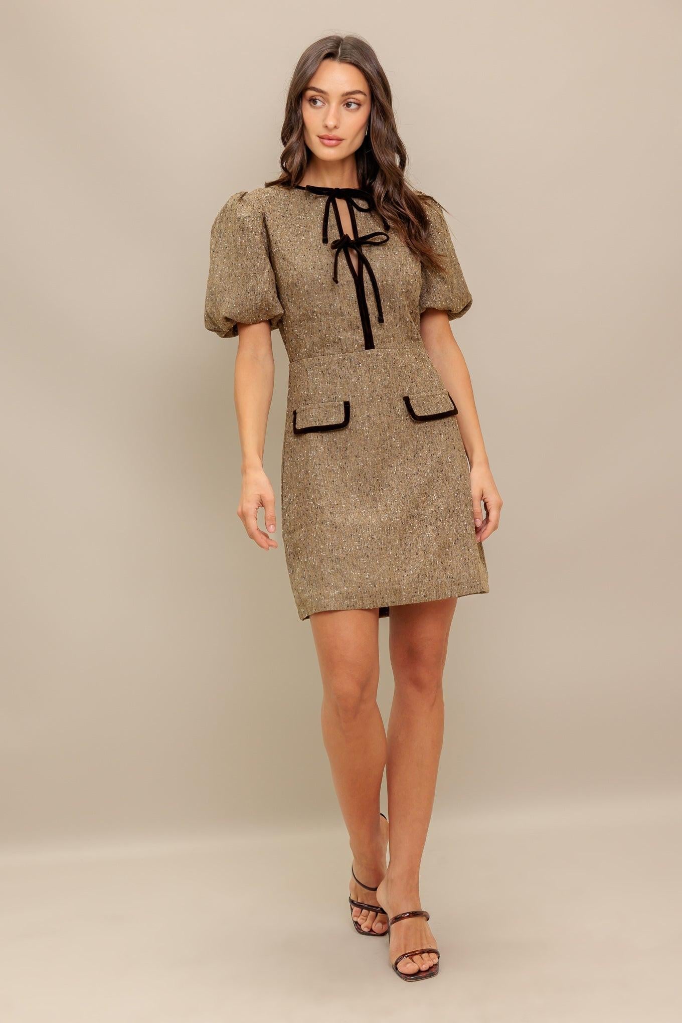 Mademoiselle Mode Woven Weed Mini Dress