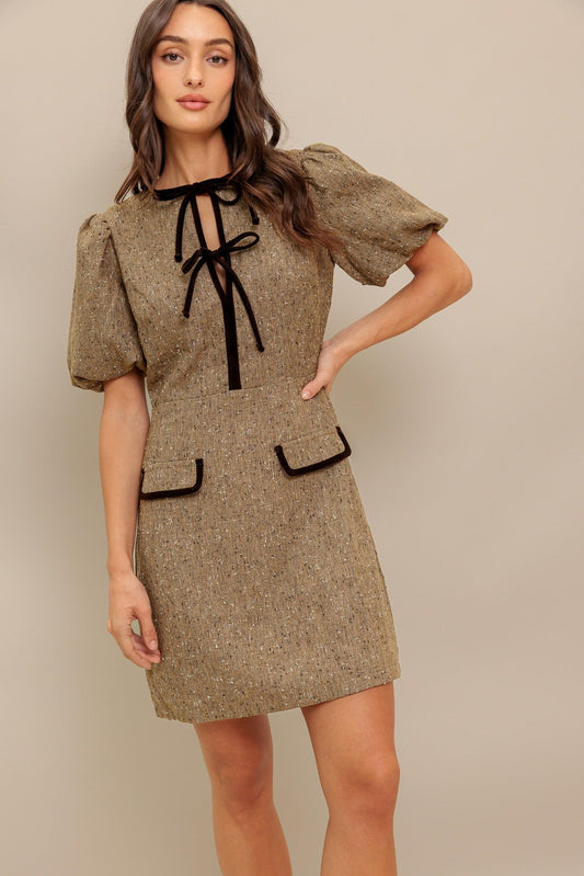 Mademoiselle Mode Woven Weed Mini Dress