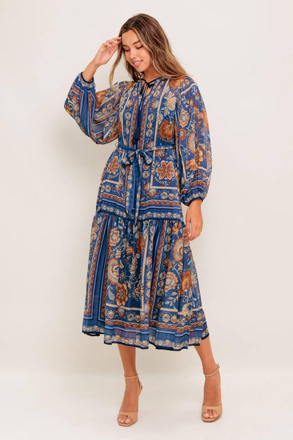 Bohemian Tapestry Woven Midi Dress