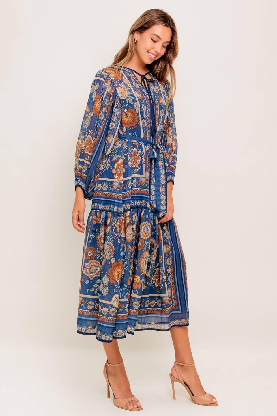 Bohemian Tapestry Woven Midi Dress