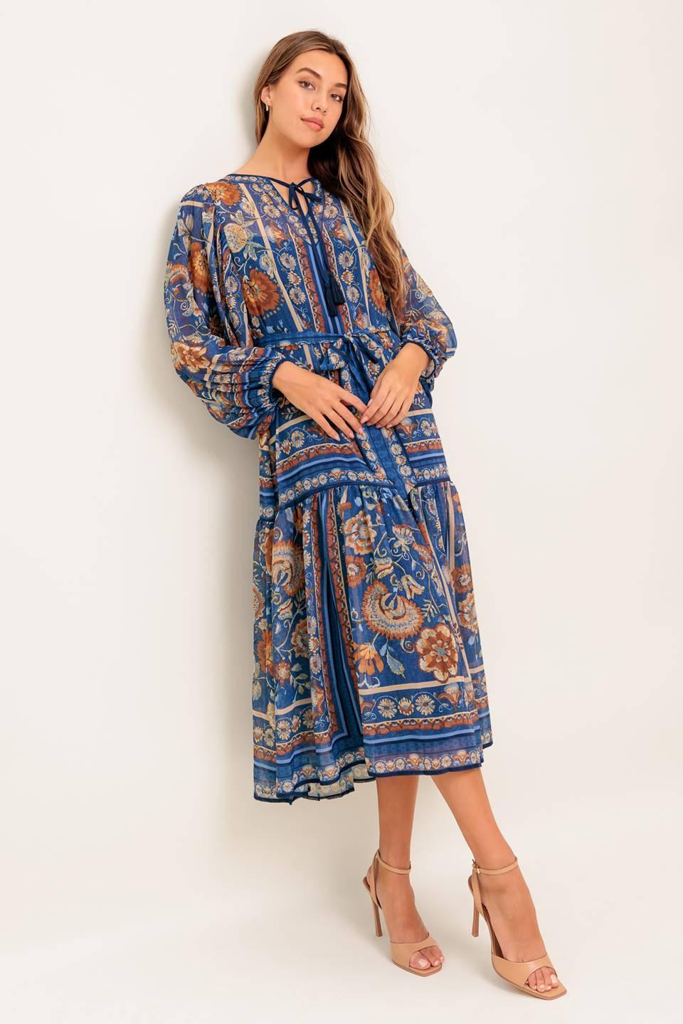 Bohemian Tapestry Woven Midi Dress