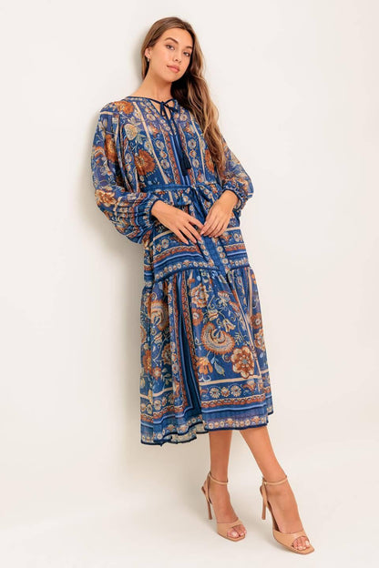 Bohemian Tapestry Woven Midi Dress