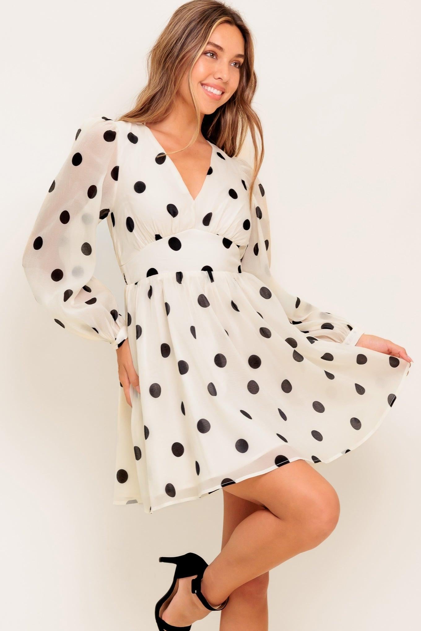 Monroe Dot Chiffon Woven Mini Dress