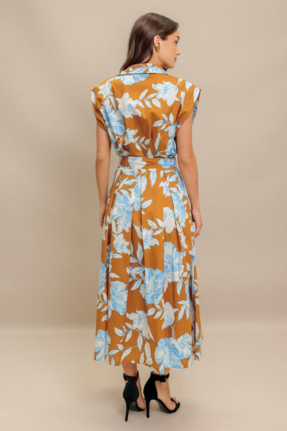 Island Flare Woven Midi Dress