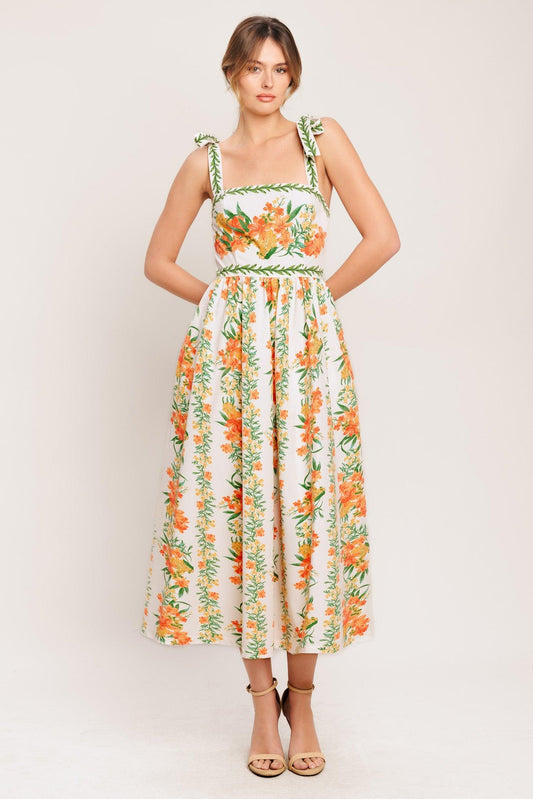 Marigold Breeze Woven Midi Dress
