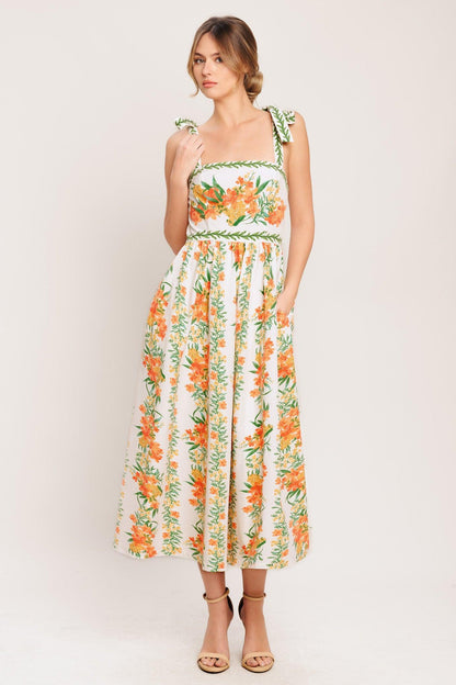 Marigold Breeze Woven Midi Dress