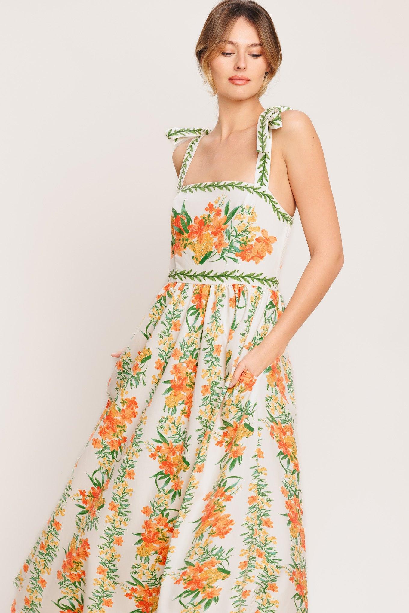 Marigold Breeze Woven Midi Dress