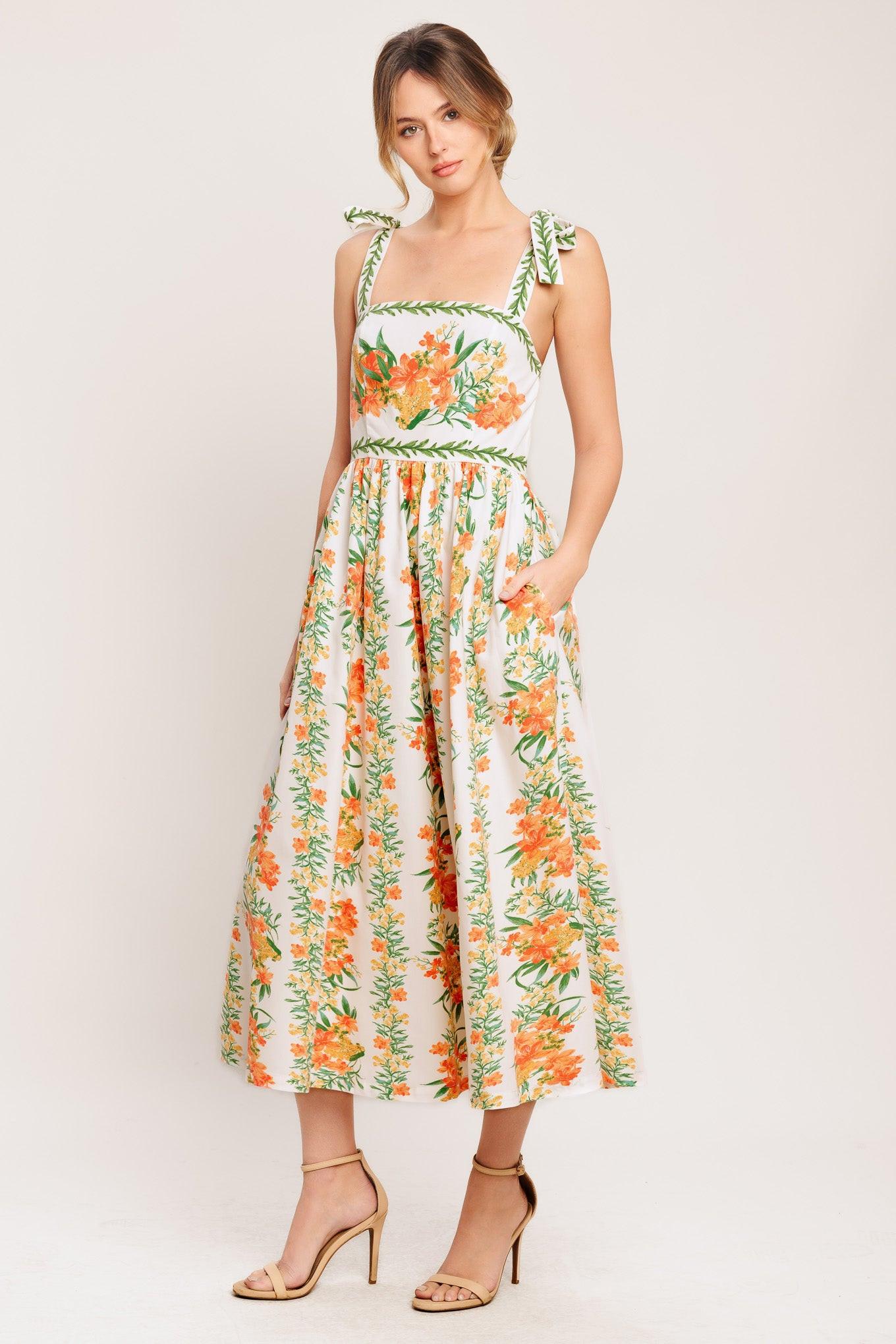 Marigold Breeze Woven Midi Dress