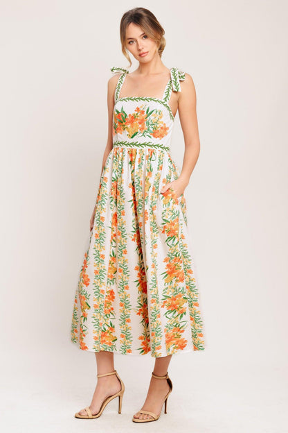 Marigold Breeze Woven Midi Dress