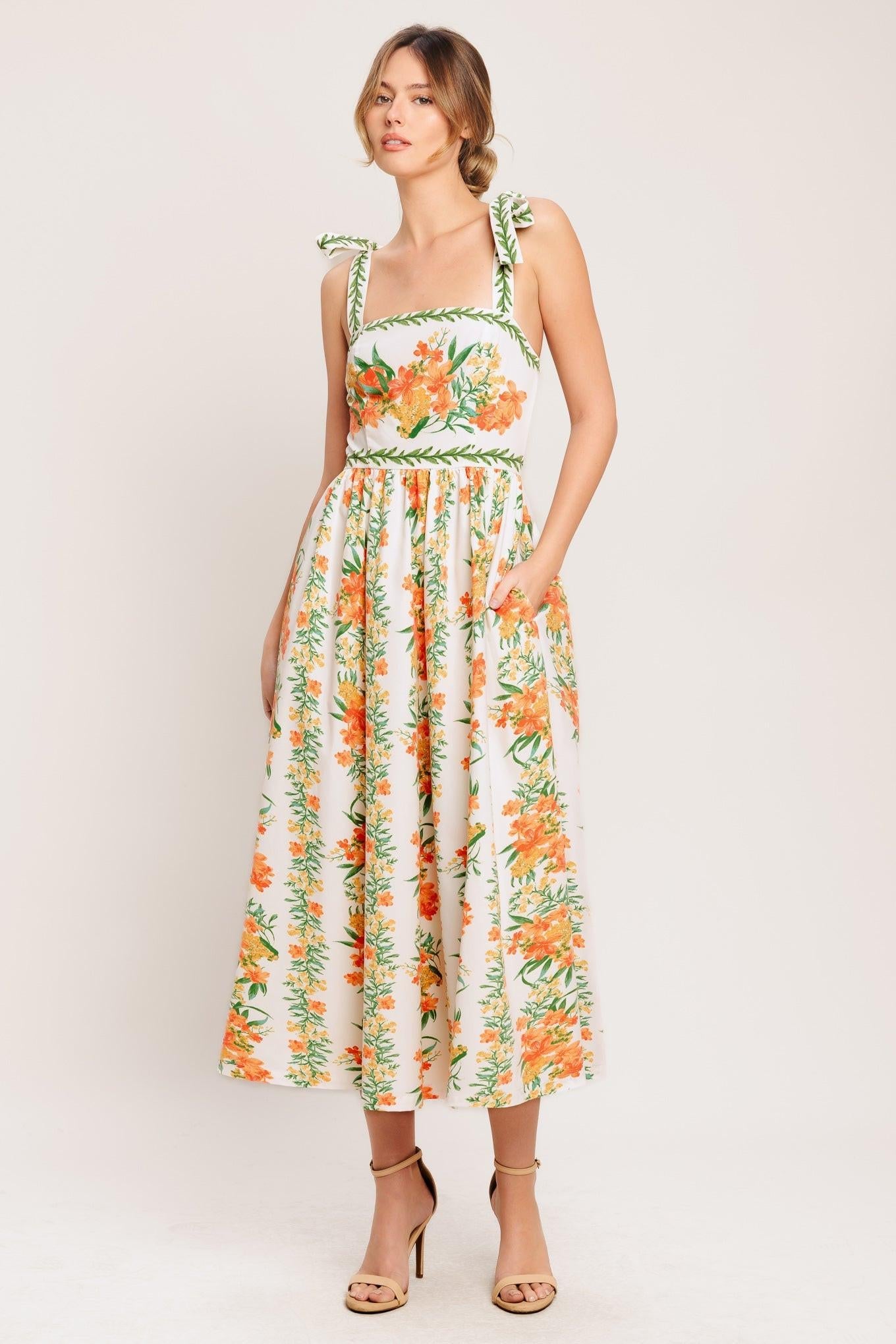 Marigold Breeze Woven Midi Dress
