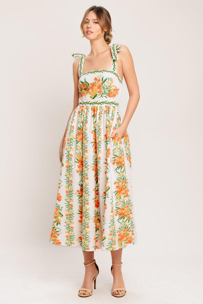Marigold Breeze Woven Midi Dress