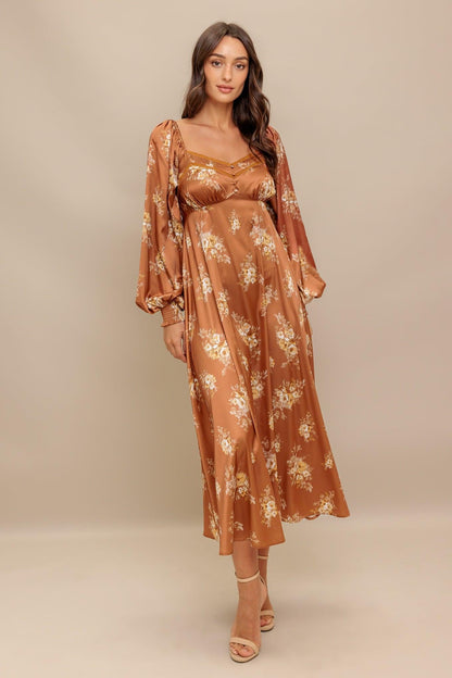 Caramel Sunset Woven Midi Dress