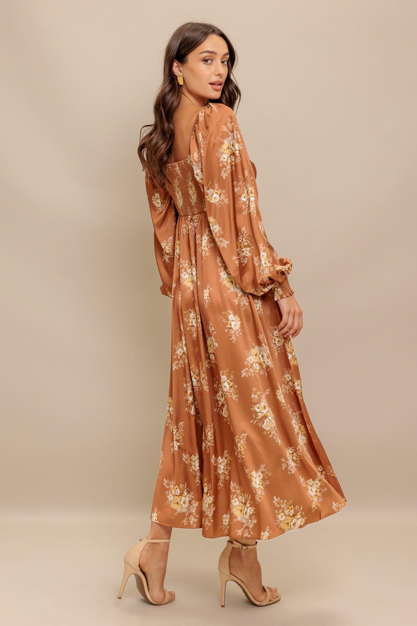 Caramel Sunset Woven Midi Dress