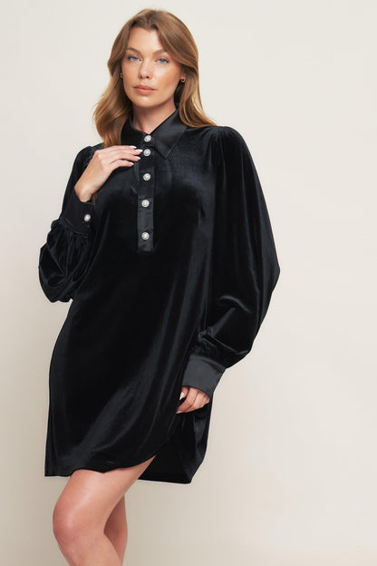 Velvet Power Black Mini Dress