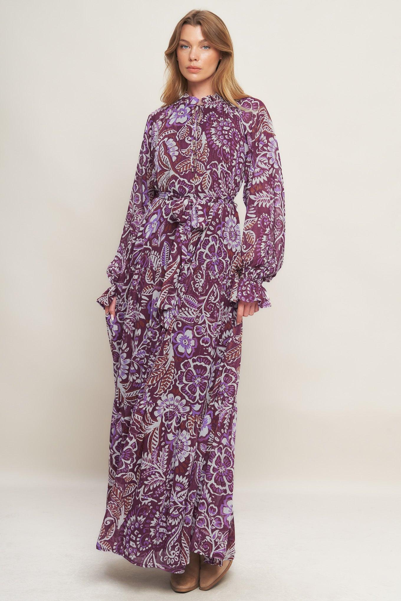 Violet Blossom Spirit Woven Maxi Dress