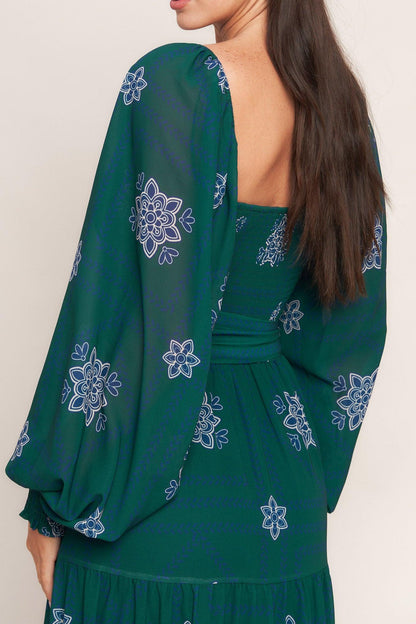 Azure Botanique Woven Maxi Dress