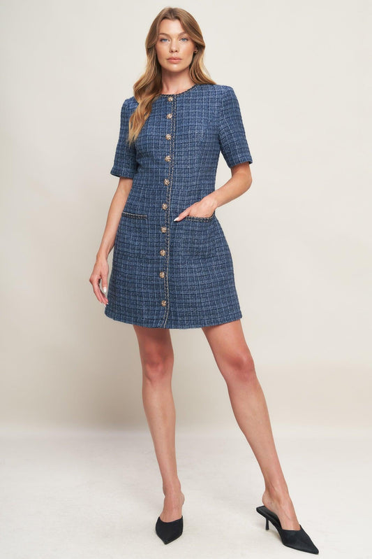Modern Iconic Tweed Mini Dress