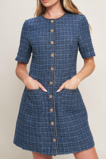 Modern Iconic Tweed Mini Dress