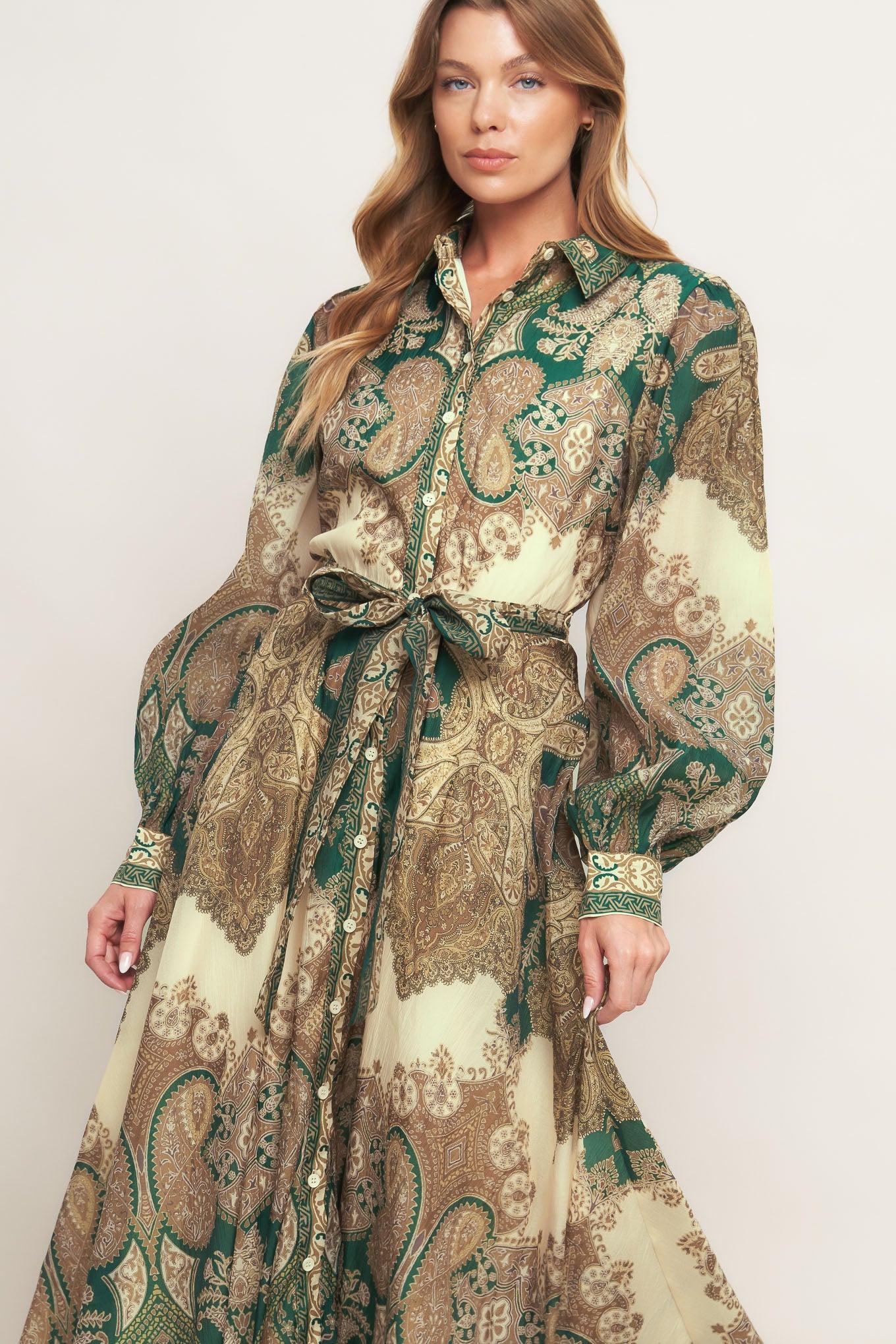 Lovely Golden Vision Woven Midi Dress