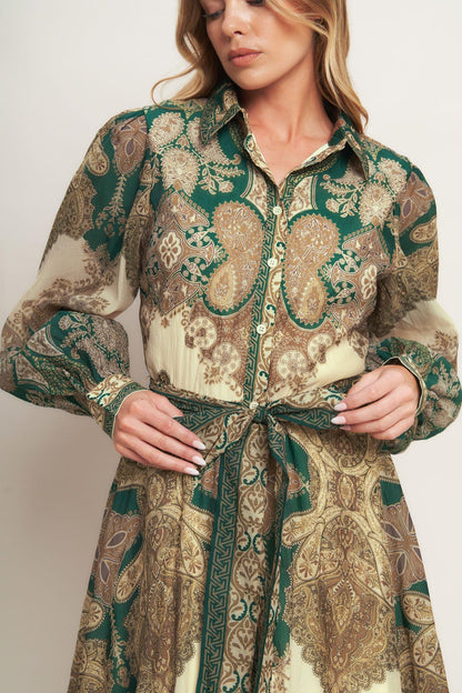 Lovely Golden Vision Woven Midi Dress