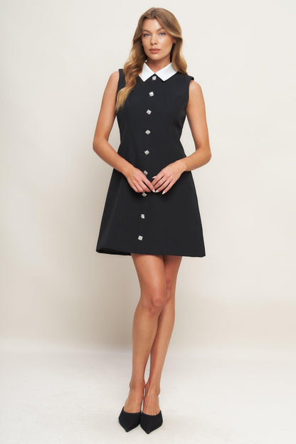 Lovely Moment Black Woven Mini Dress