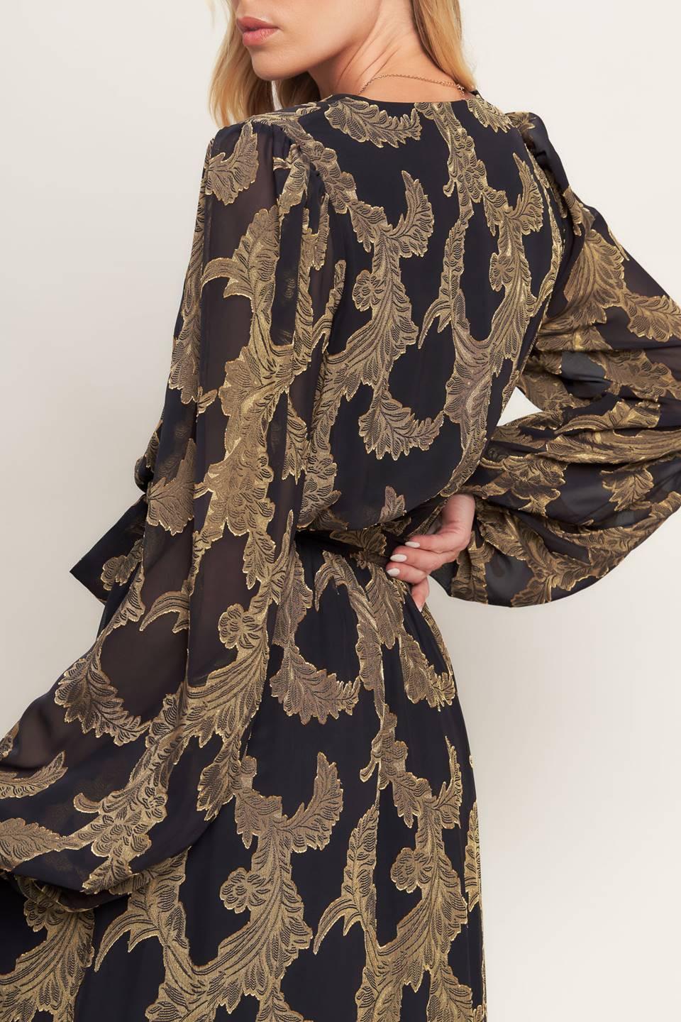Midnight Moss Woven Jacquard Maxi Dress