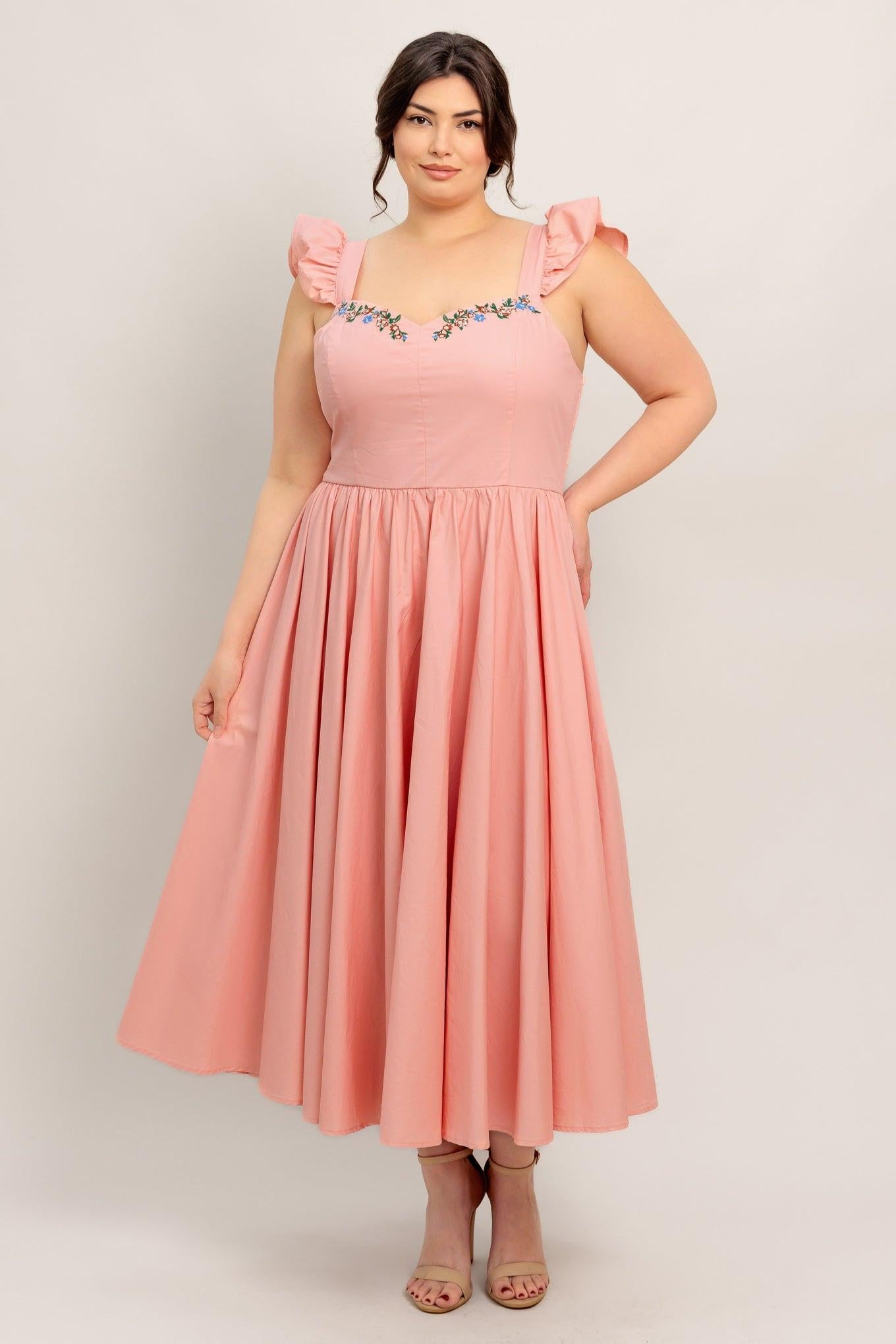 Blushed With Love Woven Midi Dress