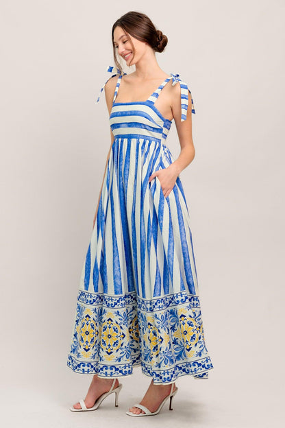 Blue Horizon Beauty Woven Midi Dress