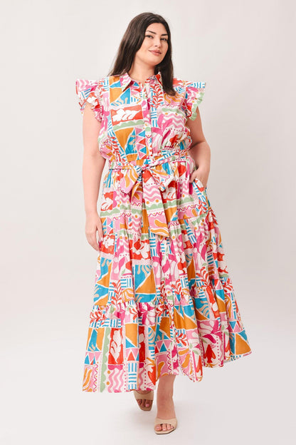 Riviera Mosaic Woven Midi Dress