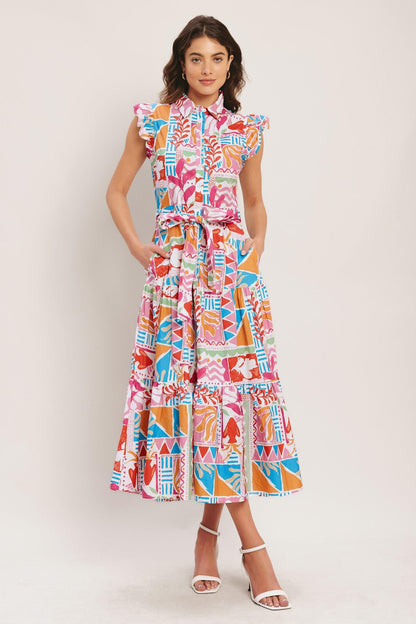 Riviera Mosaic Woven Midi Dress