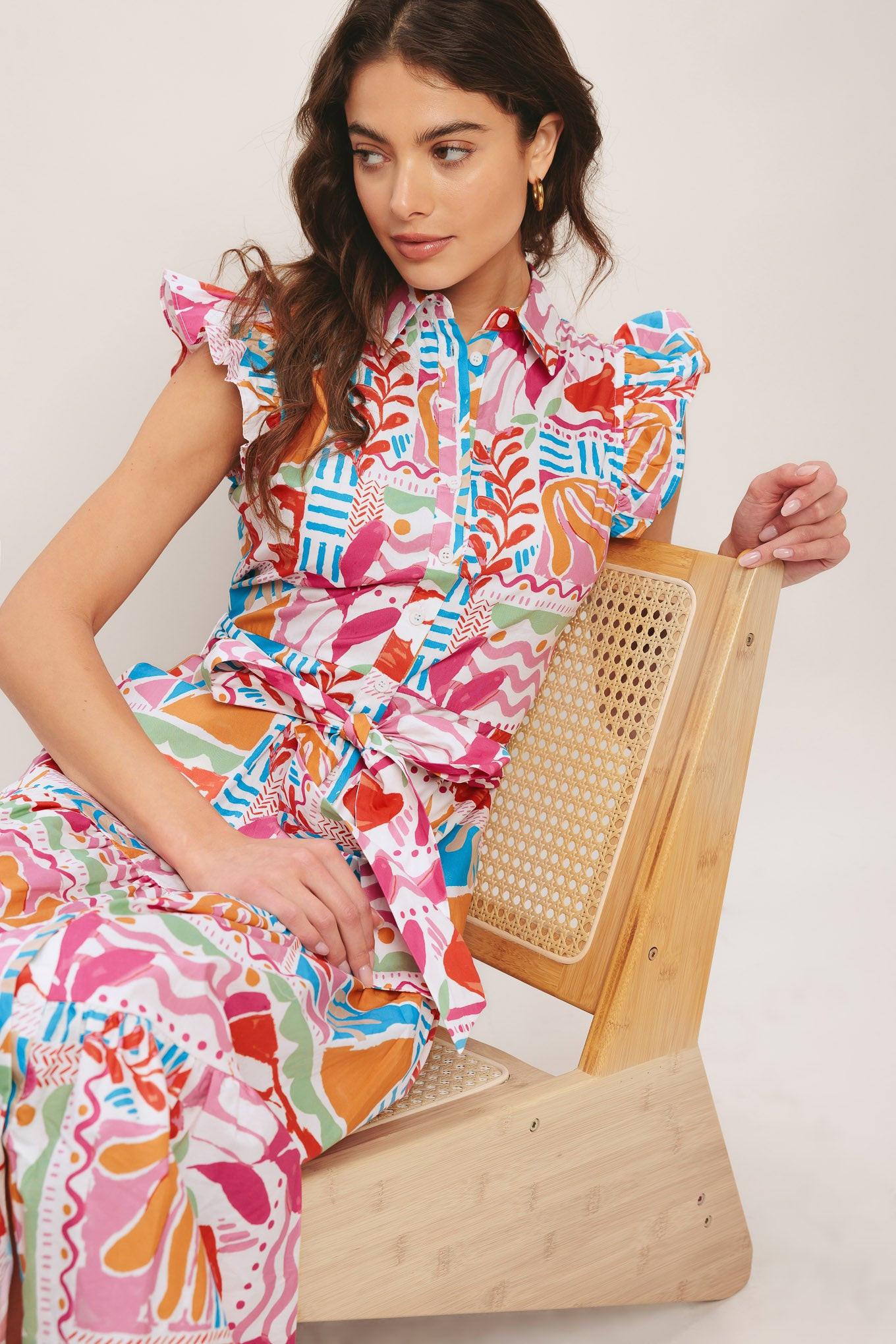 Riviera Mosaic Woven Midi Dress