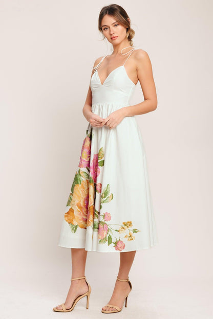 Poetic Bloom Woven Midi Dress