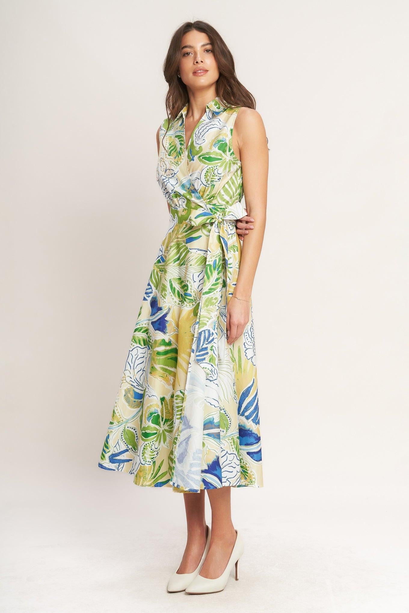 Lagoon Flow Woven Midi Dress