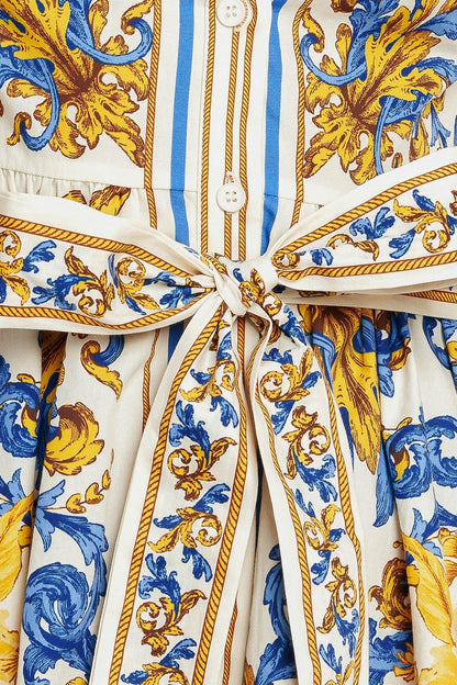 Royal Contrast Palette Woven Mini Dress