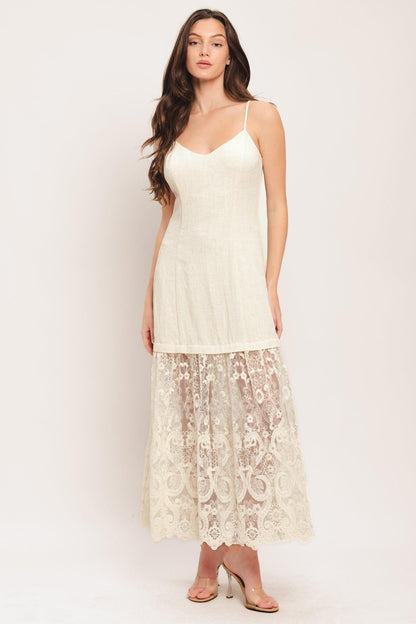 Milk Petal Woven Lace Midi Dress