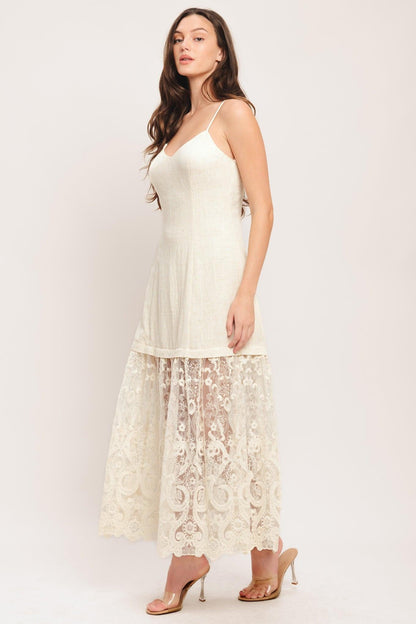 Milk Petal Woven Lace Midi Dress
